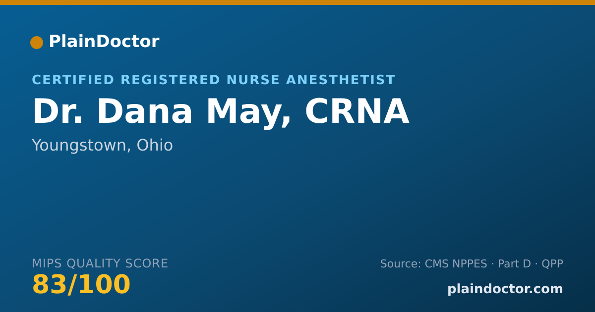 Shareable card for Dana May, CRNA - Certified Registered Nurse Anesthetist, Youngstown, OH
