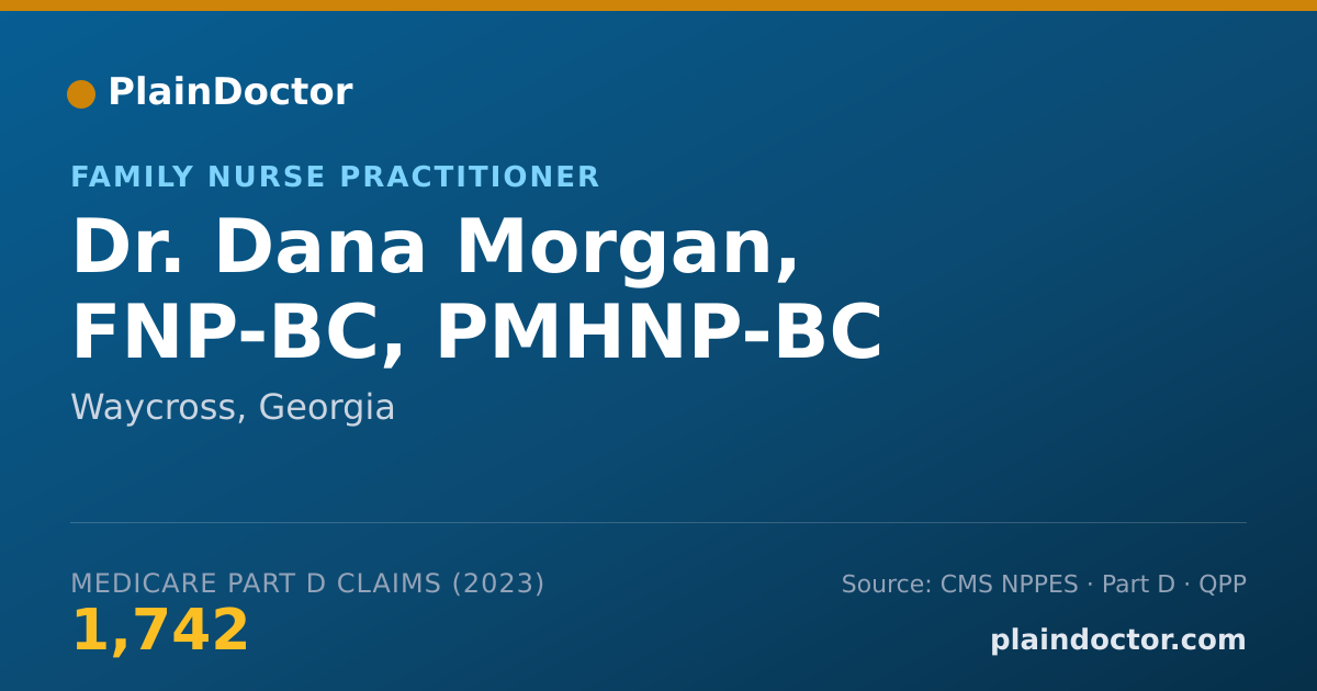 Shareable card for Dana Morgan, FNP-BC, PMHNP-BC - Family Nurse Practitioner, Waycross, GA
