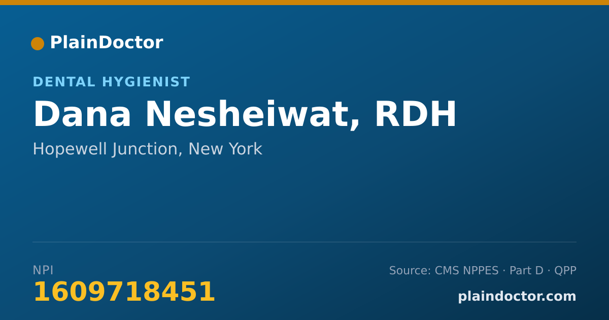 Shareable card for Dana Nesheiwat, RDH - Dental Hygienist, Hopewell Junction, NY