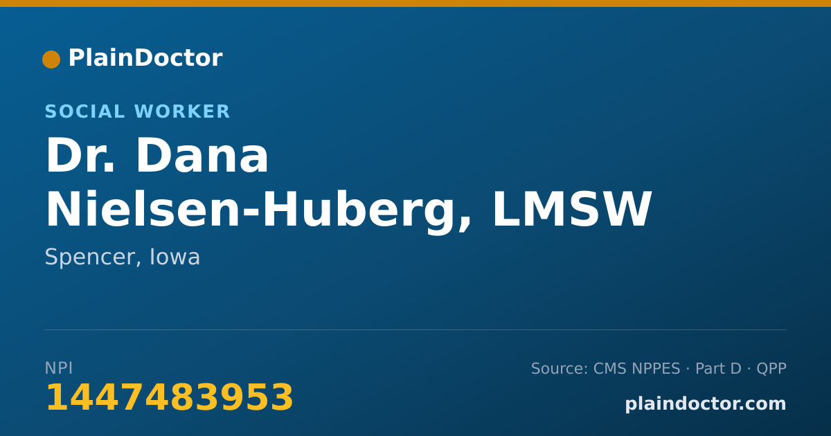 Shareable card for Dana Nielsen-Huberg, LMSW - Social Worker, Spencer, IA