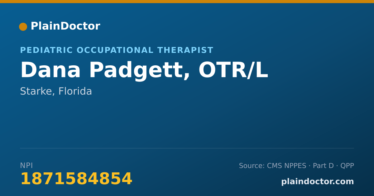 Shareable card for Dana Padgett, OTR/L - Pediatric Occupational Therapist, Starke, FL