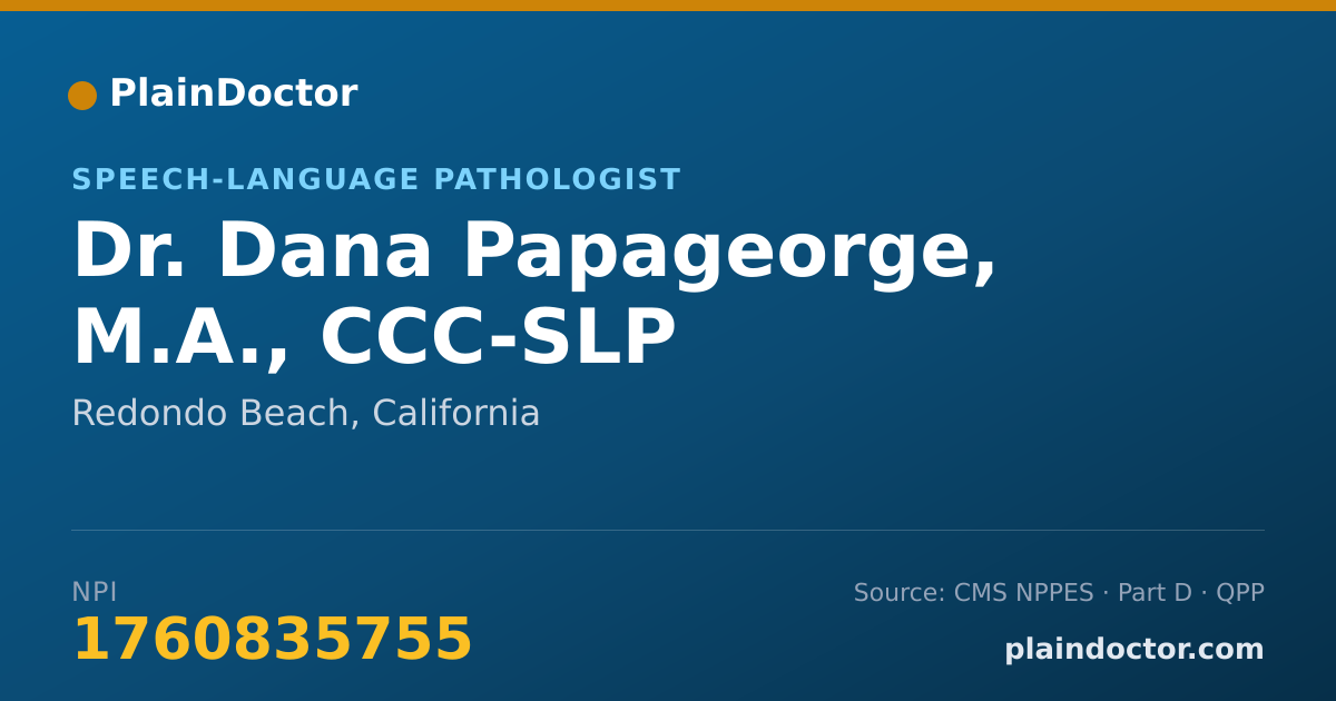 Shareable card for Dana Papageorge, M.A., CCC-SLP - Speech-Language Pathologist, Redondo Beach, CA