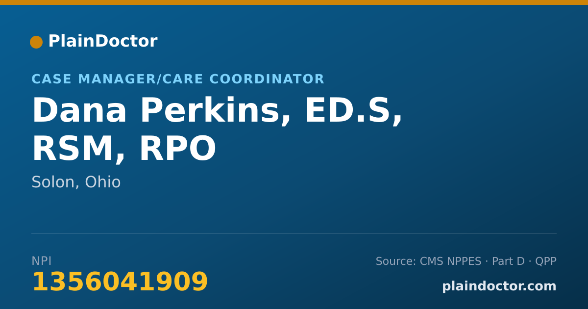Shareable card for Dana Perkins, ED.S, RSM, RPO - Health & Wellness Coach, Solon, OH