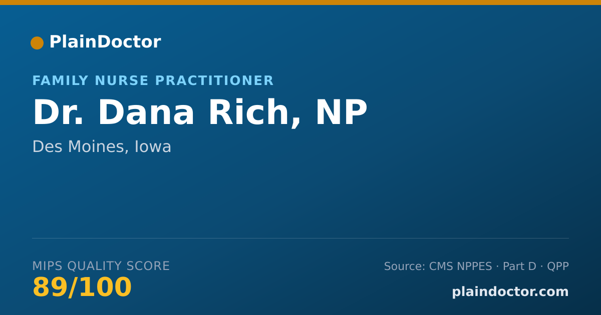Shareable card for Dana Rich, NP - Family Nurse Practitioner, Des Moines, IA