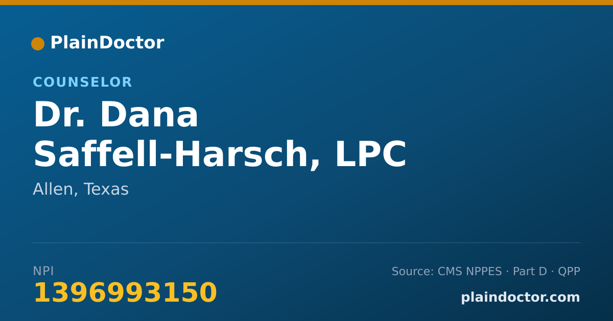 Shareable card for Dana Saffell-Harsch, LPC - Counselor, Allen, TX