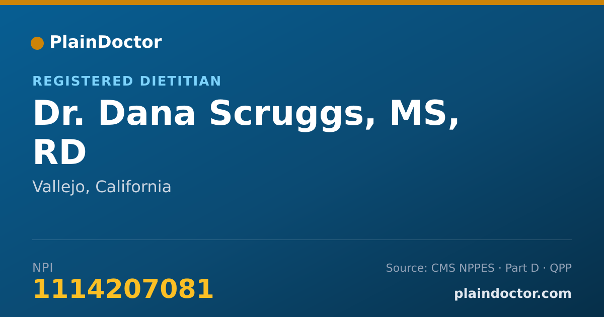 Shareable card for Dana Scruggs, MS, RD - Registered Dietitian, Vallejo, CA