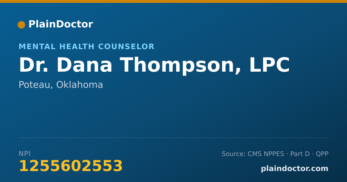 Shareable card for Dana Thompson, LPC - Mental Health Counselor, Poteau, OK