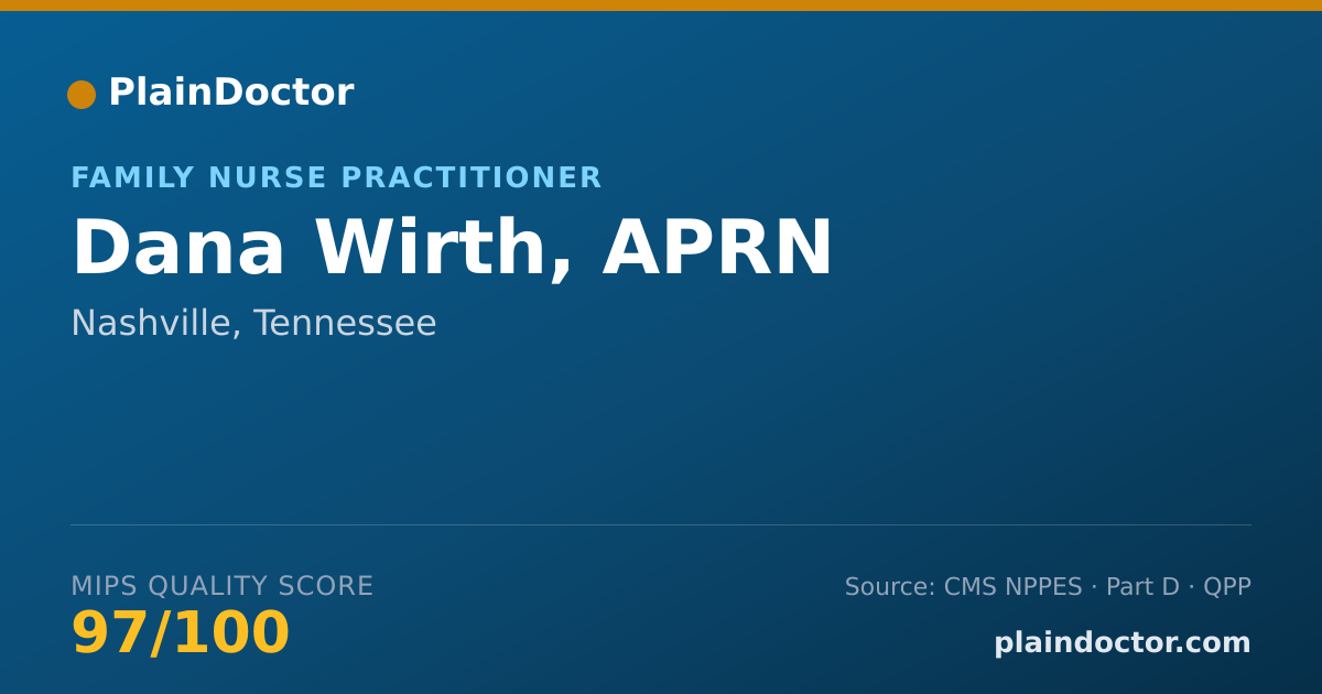 Shareable card for Dana Wirth, APRN - Family Nurse Practitioner, Nashville, TN