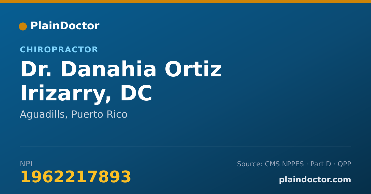 Shareable card for Danahia Ortiz Irizarry, DC - Chiropractor, Aguadills, PR