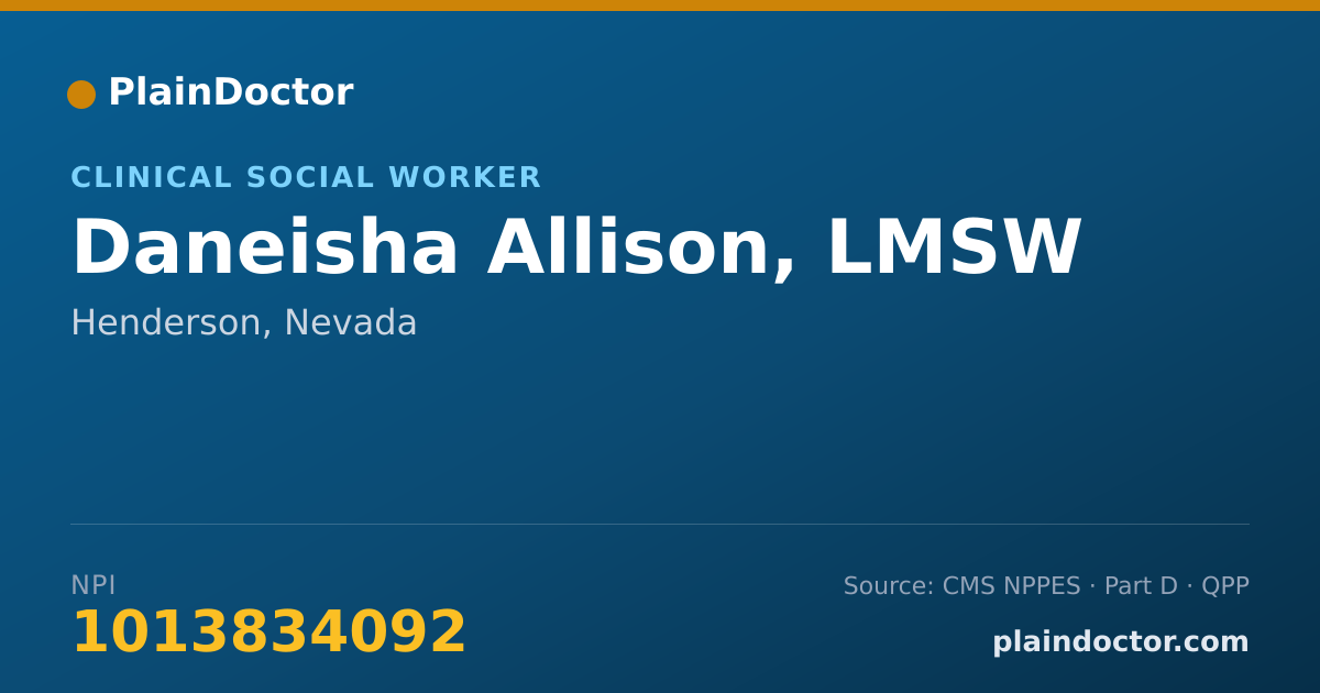 Shareable card for Daneisha Allison, LMSW - Clinical Social Worker, Henderson, NV