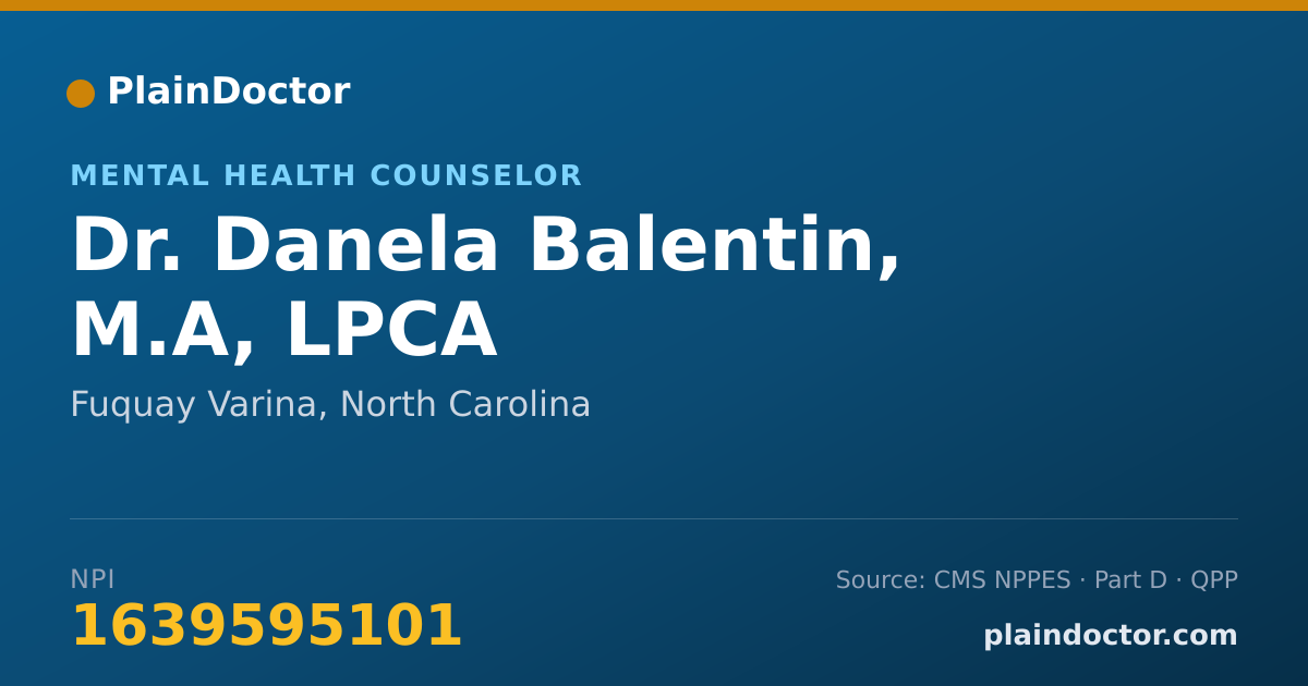 Shareable card for Danela Balentin, M.A, LPCA - Mental Health Counselor, Fuquay Varina, NC