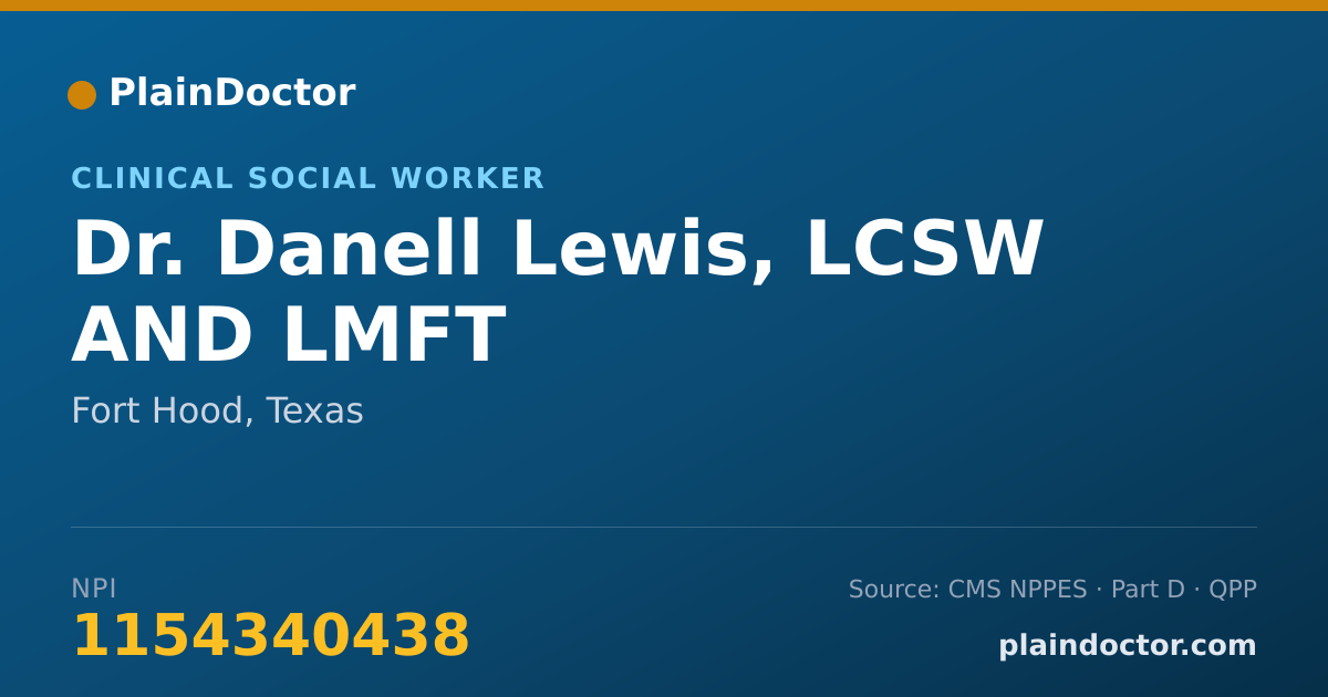 Shareable card for Danell Lewis, LCSW AND LMFT - Clinical Social Worker, Fort Hood, TX