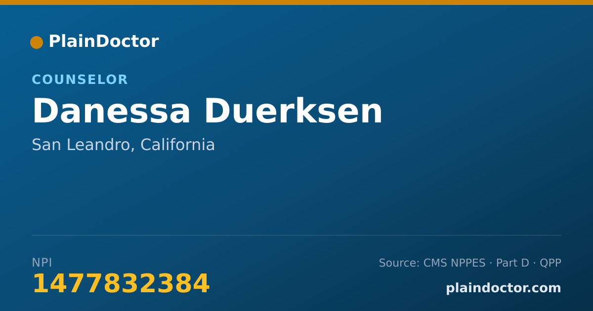 Shareable card for Danessa Duerksen - Counselor, San Leandro, CA