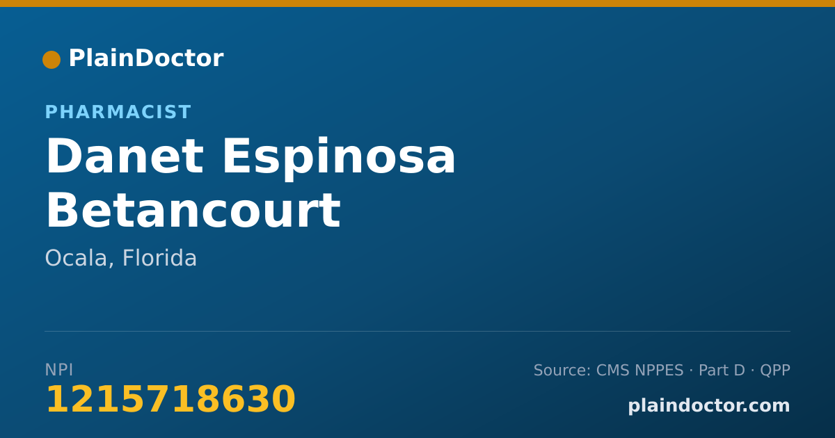 Shareable card for Danet Espinosa Betancourt - Pharmacist, Ocala, FL
