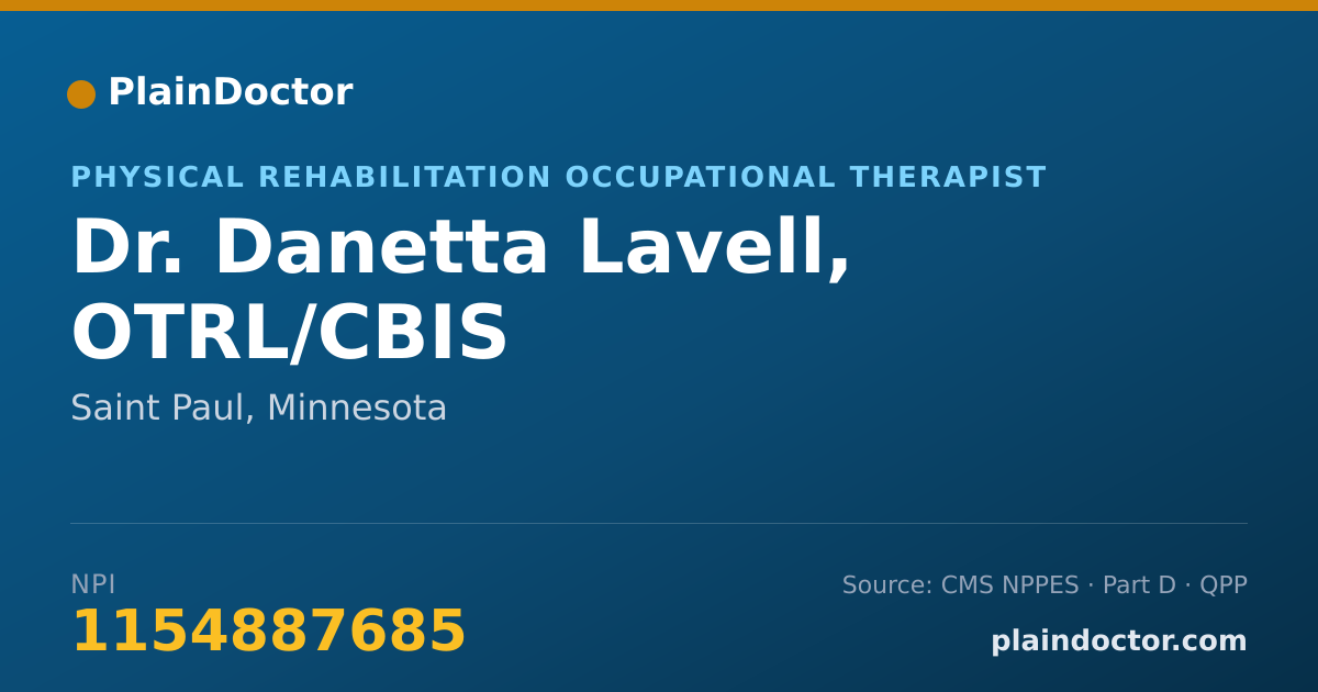 Shareable card for Danetta Lavell, OTRL/CBIS - Physical Rehabilitation Occupational Therapist, Saint Paul, MN