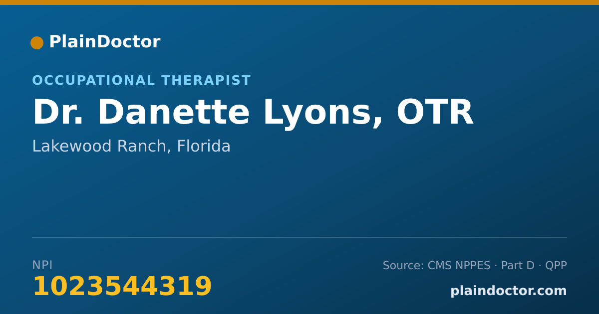 Shareable card for Danette Lyons, OTR - Occupational Therapist, Lakewood Ranch, FL