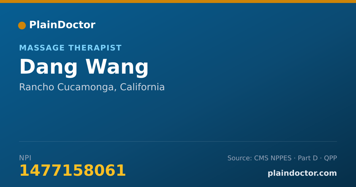 Shareable card for Dang Wang - Massage Therapist, Rancho Cucamonga, CA