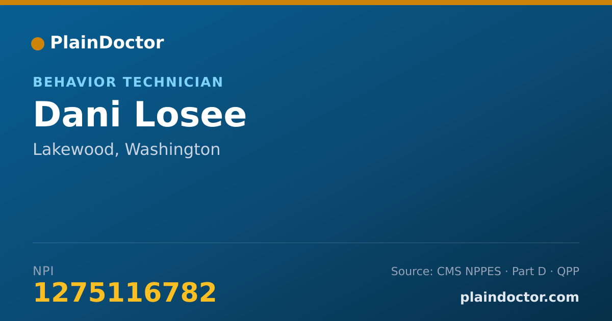 Shareable card for Dani Losee - Behavior Technician, Lakewood, WA