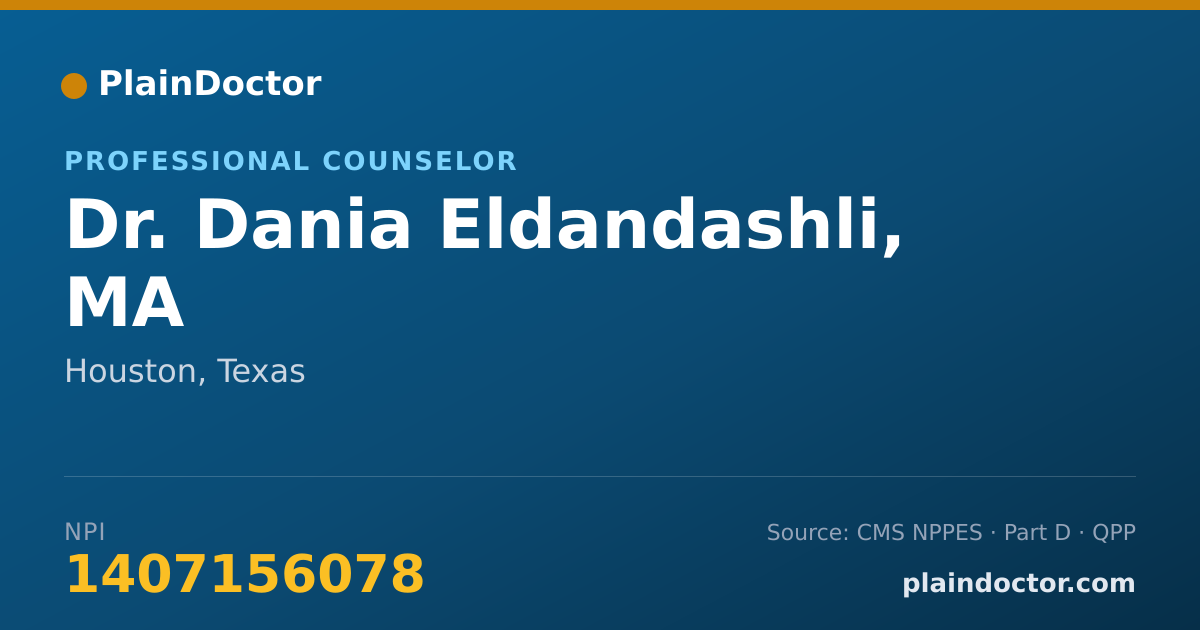 Shareable card for Dania Eldandashli, MA - Professional Counselor, Houston, TX