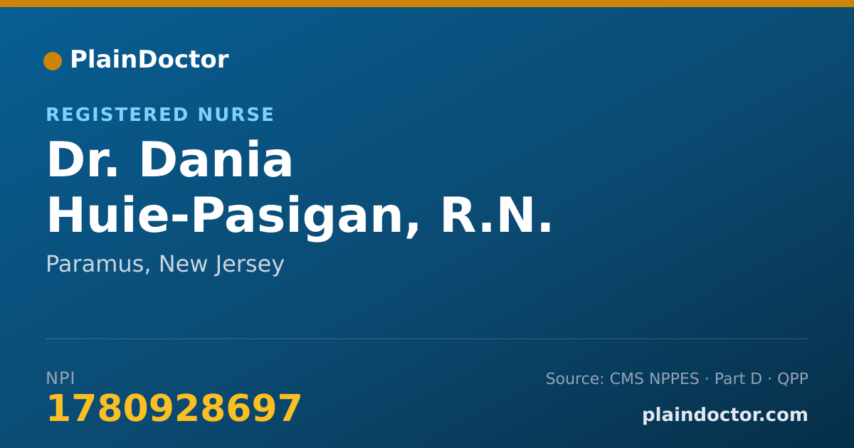 Shareable card for Dania Huie-Pasigan, R.N. - Registered Nurse, Paramus, NJ