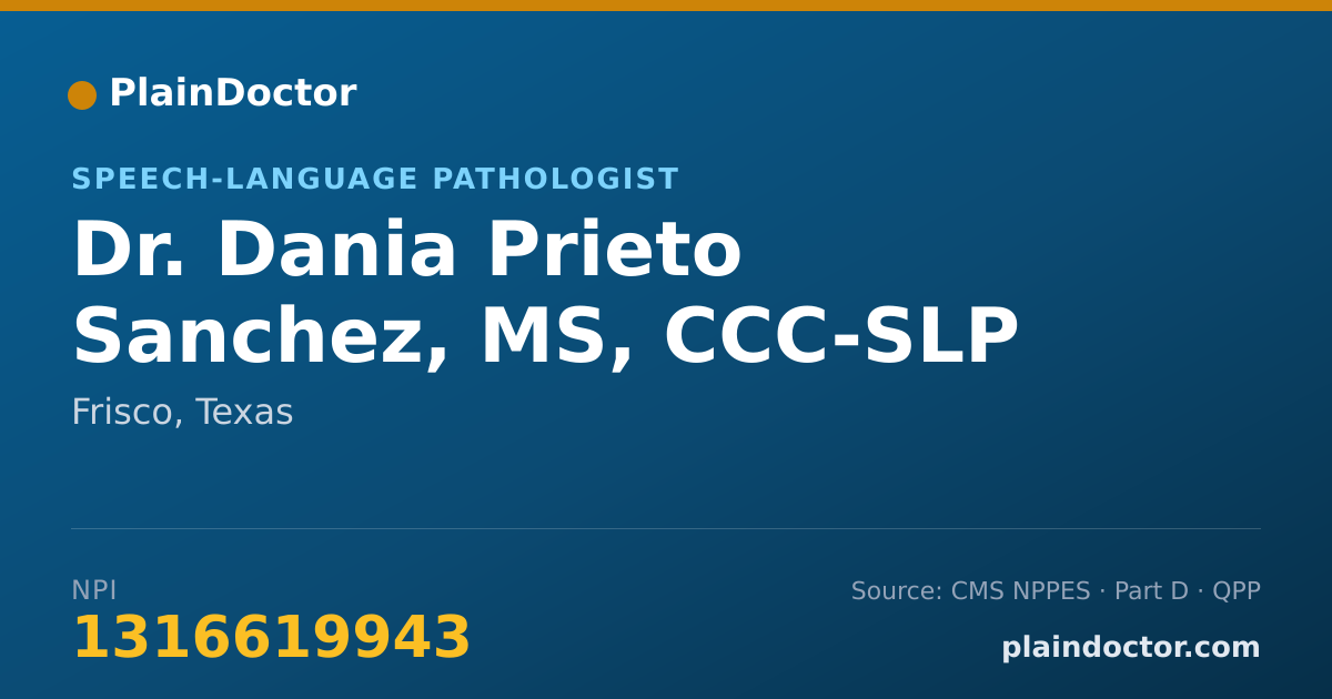 Shareable card for Dania Prieto Sanchez, MS, CCC-SLP - Speech-Language Pathologist, Frisco, TX