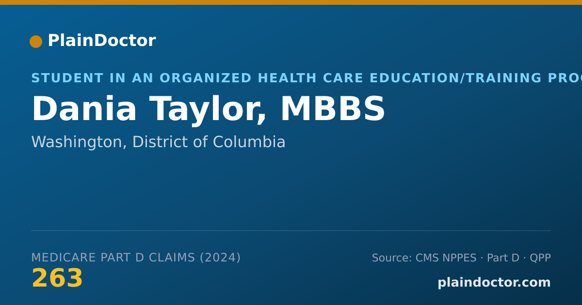 Shareable card for Dania Taylor, MBBS - Student in an Organized Health Care Education/Training Program, Washington, DC