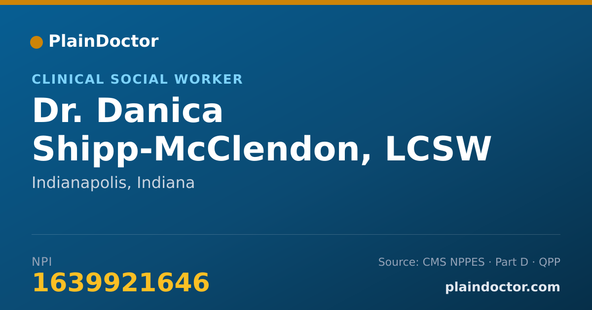 Shareable card for Danica Shipp-McClendon, LCSW - Clinical Social Worker, Indianapolis, IN