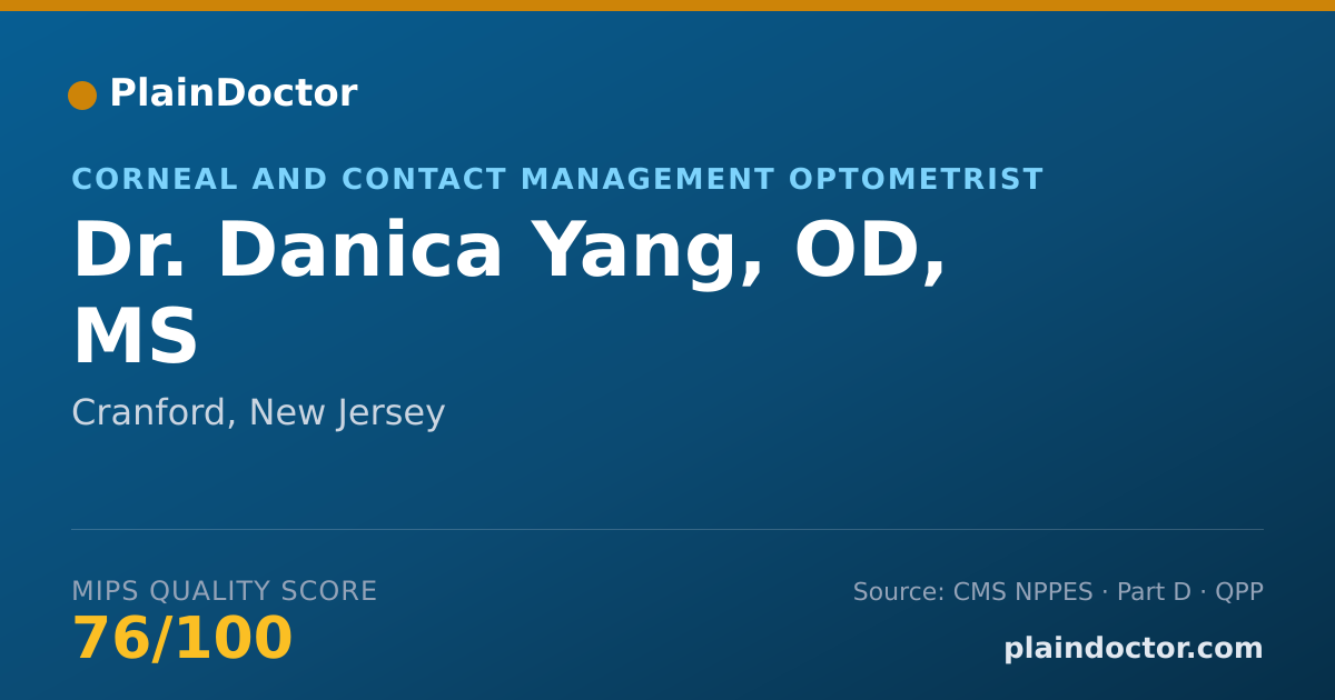 Shareable card for Danica Yang, OD, MS - Corneal and Contact Management Optometrist, Cranford, NJ