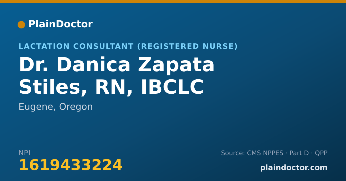 Shareable card for Danica Zapata Stiles, RN, IBCLC - Lactation Consultant (Registered Nurse), Eugene, OR