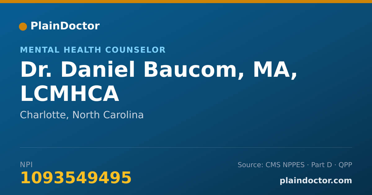 Shareable card for Daniel Baucom, MA, LCMHCA - Mental Health Counselor, Charlotte, NC