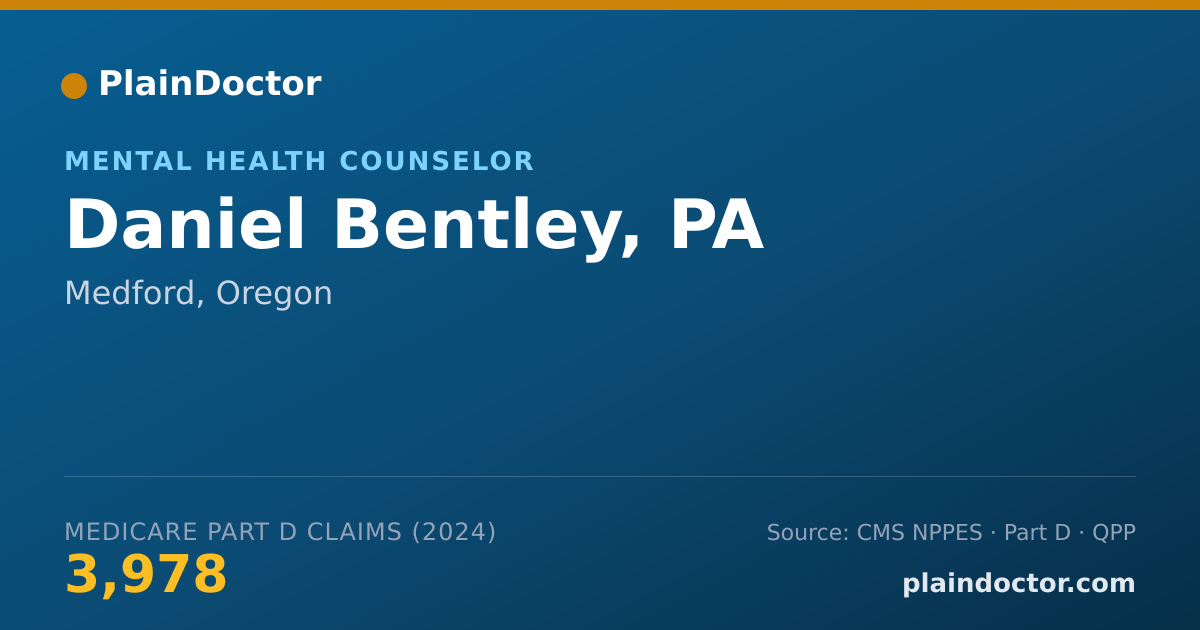 Shareable card for Daniel Bentley, PA - Mental Health Counselor, Medford, OR