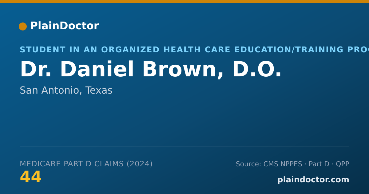 Shareable card for Daniel Brown, D.O. - Student in an Organized Health Care Education/Training Program, San Antonio, TX