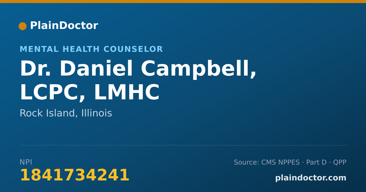 Shareable card for Daniel Campbell, LCPC, LMHC - Mental Health Counselor, Rock Island, IL