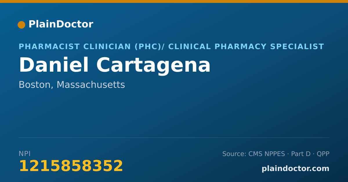 Shareable card for Daniel Cartagena - Pharmacist Clinician (PhC)/ Clinical Pharmacy Specialist, Boston, MA