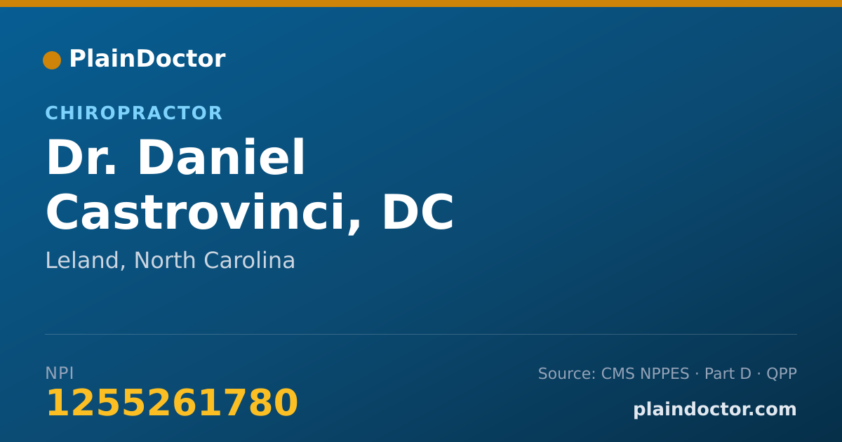 Shareable card for Daniel Castrovinci, DC - Chiropractor, Leland, NC