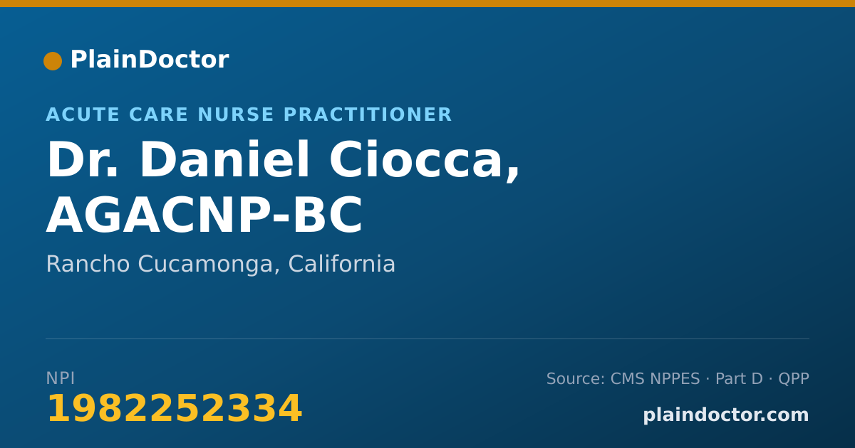 Shareable card for Daniel Ciocca, AGACNP-BC - Acute Care Nurse Practitioner, Rancho Cucamonga, CA