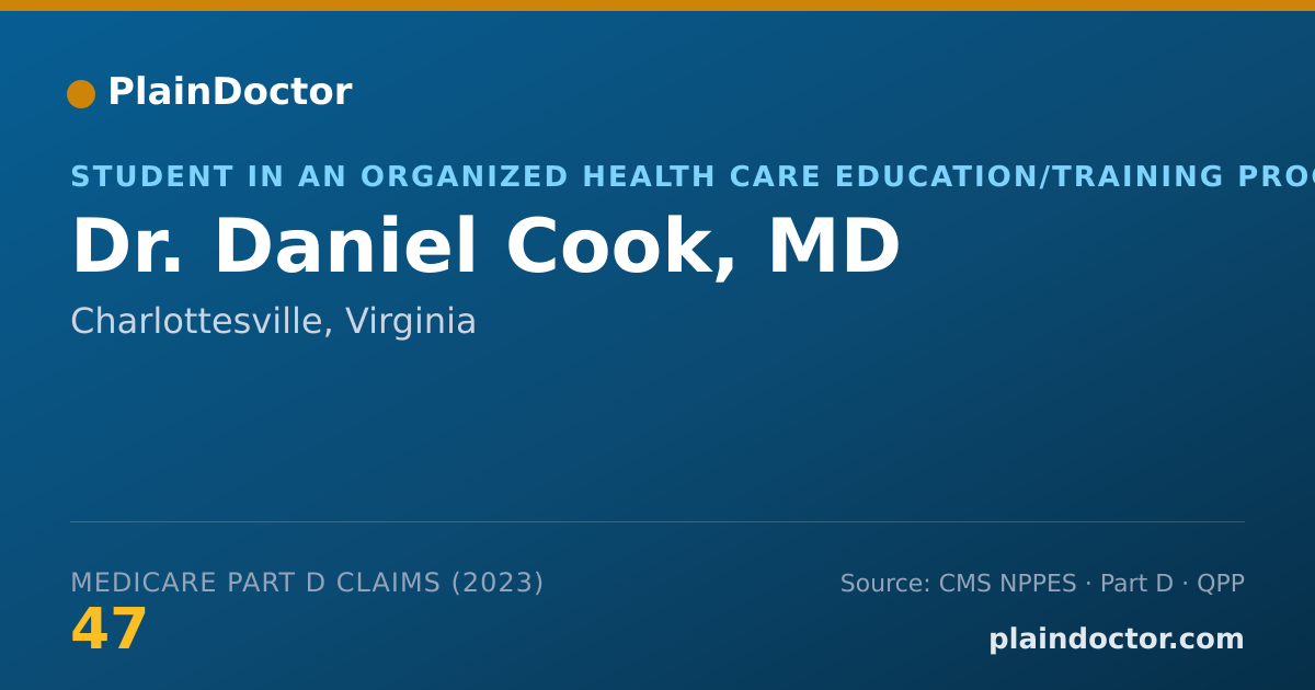 Shareable card for Daniel Cook, MD - Student in an Organized Health Care Education/Training Program, Charlottesville, VA