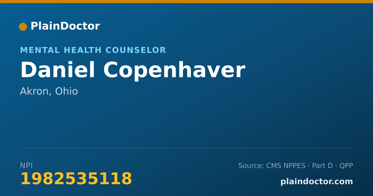 Shareable card for Daniel Copenhaver - Mental Health Counselor, Akron, OH