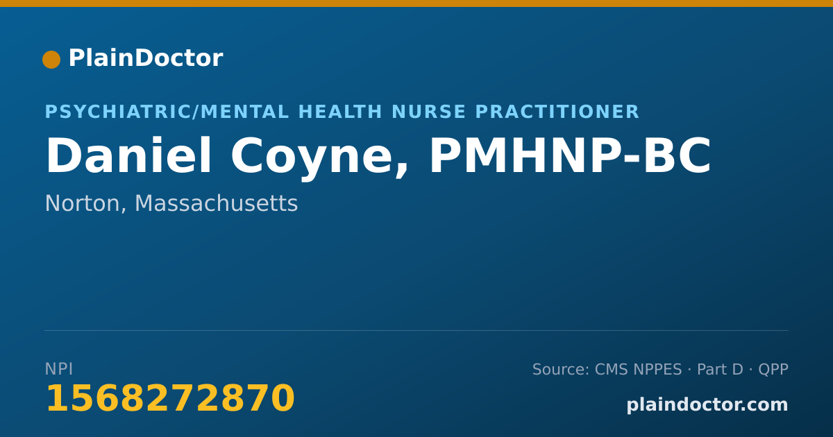 Shareable card for Daniel Coyne, PMHNP-BC - Psychiatric/Mental Health Nurse Practitioner, Foxborough, MA