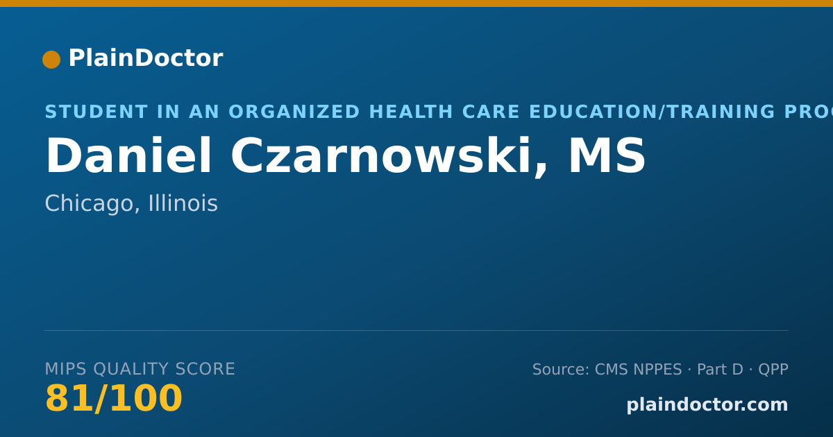 Shareable card for Daniel Czarnowski, MS - Student in an Organized Health Care Education/Training Program, Chicago, IL