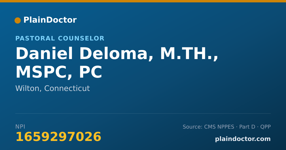Shareable card for Daniel Deloma, M.TH., MSPC, PC - Pastoral Counselor, Wilton, CT