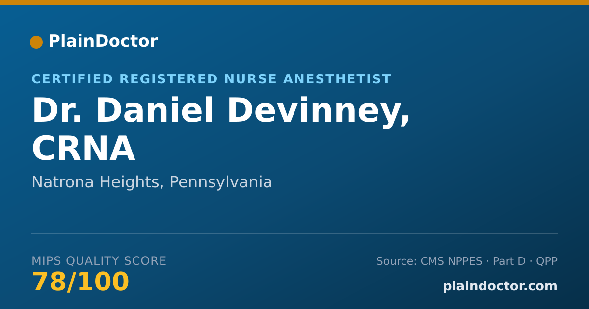 Shareable card for Daniel Devinney, CRNA - Certified Registered Nurse Anesthetist, Natrona Heights, PA