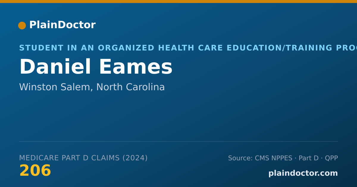 Shareable card for Daniel Eames - Student in an Organized Health Care Education/Training Program, Winston Salem, NC