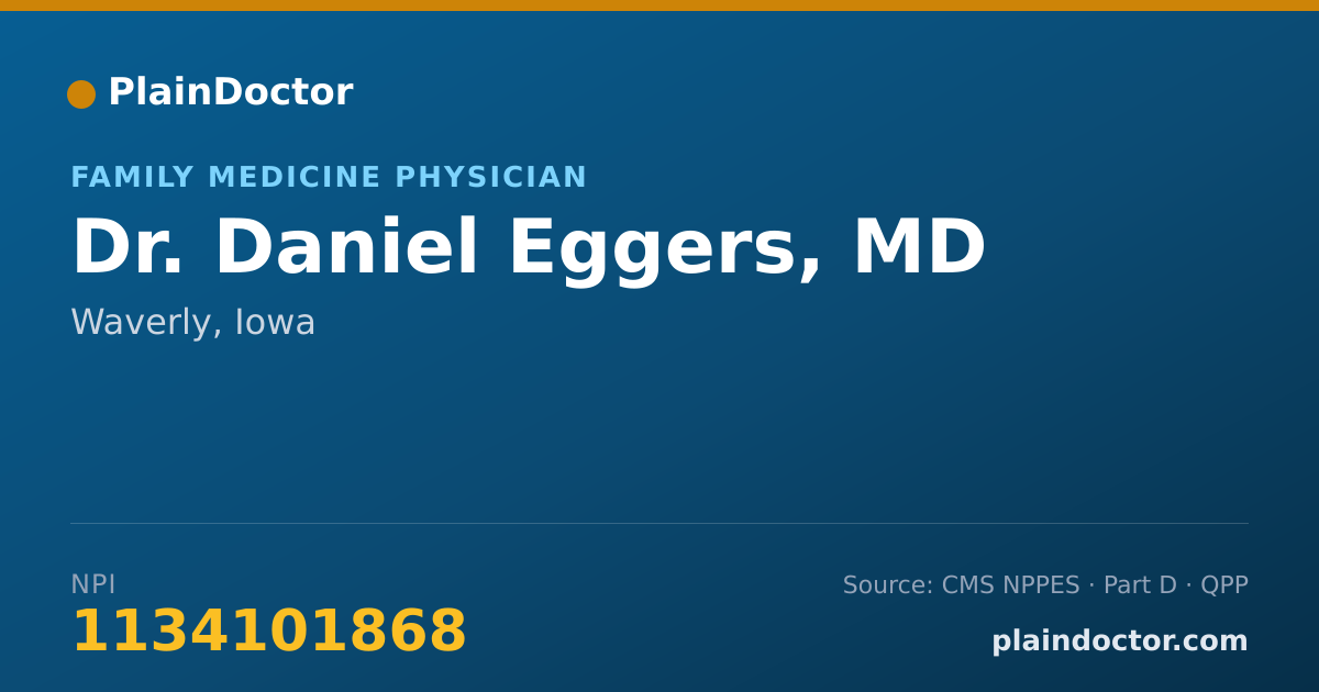 Shareable card for Daniel Eggers, MD - Family Medicine Physician, Waverly, IA