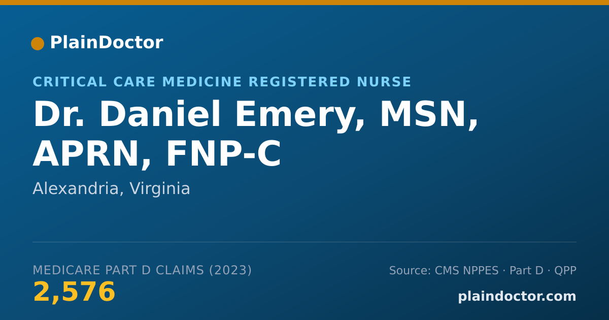 Shareable card for Daniel Emery, MSN, APRN, FNP-C - Critical Care Medicine Registered Nurse, Alexandria, VA