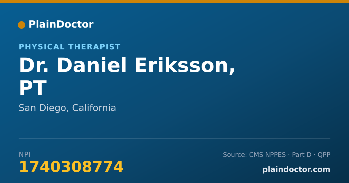 Shareable card for Daniel Eriksson, PT - Physical Therapist, San Diego, CA
