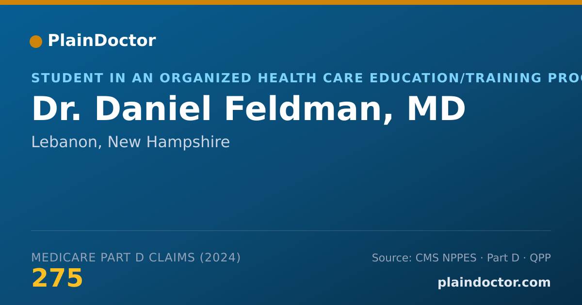Shareable card for Daniel Feldman, MD - Internal Medicine Physician, Lebanon, NH