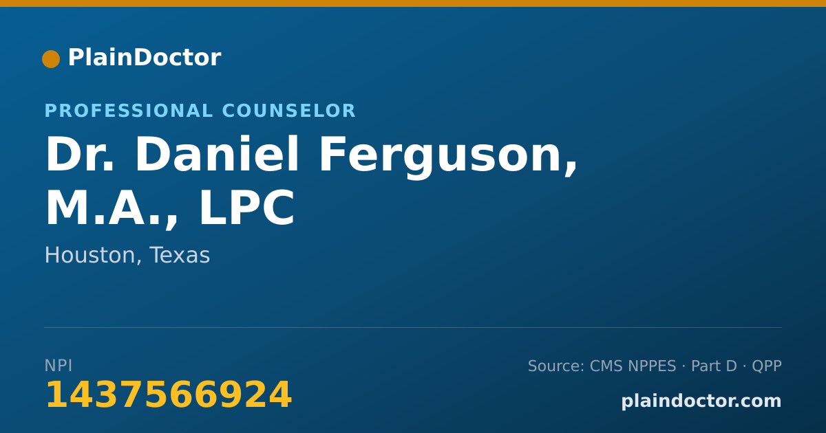 Shareable card for Daniel Ferguson, M.A., LPC - Professional Counselor, Houston, TX