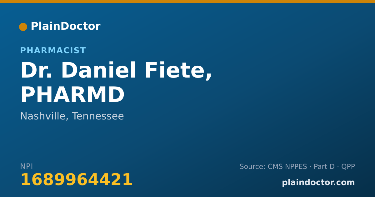 Shareable card for Daniel Fiete, PHARMD - Pharmacist, Nashville, TN