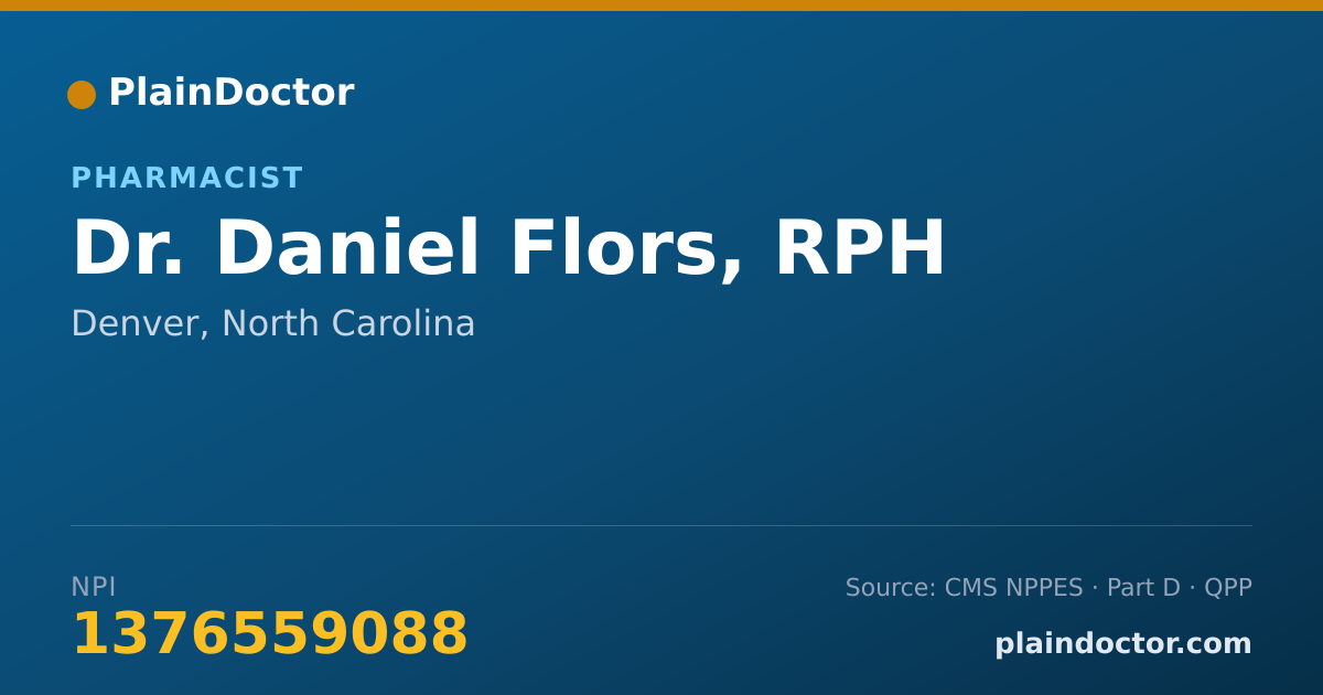 Shareable card for Daniel Flors, RPH - Pharmacist, Denver, NC